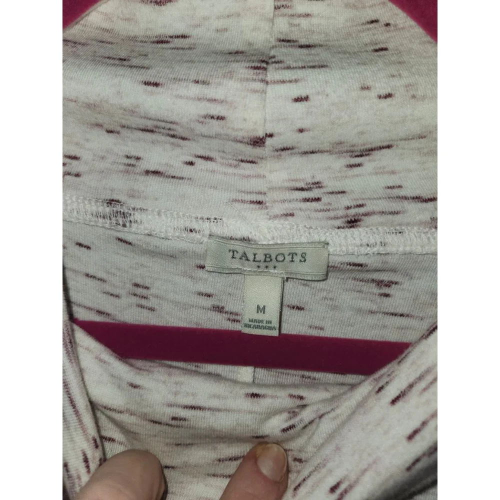 Women's Talbots Cowl Neck Sweater M Off-White Burgundy - Picture 2 of 3